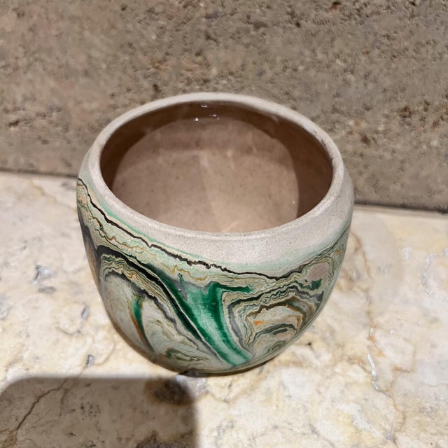 Mid 20th Century Nemadji Ceramic Indian Art Pottery Green Brown Vase Moose Lake For Sale - Image 5 of 5