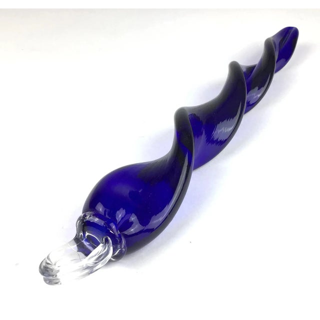 Abstract 1990s Solid Artisan Glass Hanging Swirling Ornament For Sale - Image 3 of 9