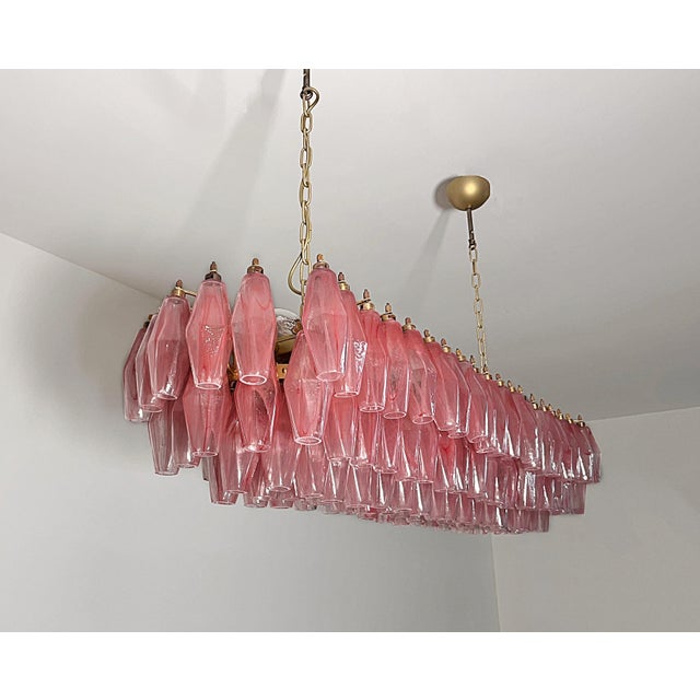 1990s Pink Alabaster Murano Glass Poliedri Chandelier by Carlo Scarpa, 1990 For Sale - Image 5 of 18
