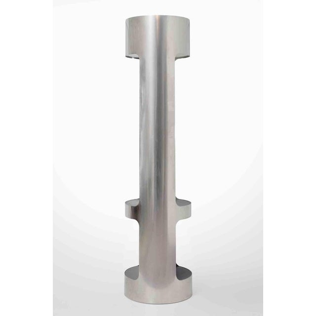 1970s Italian Modern Totem Floor Lamp with Mirror, Steel and Glass, 1970s For Sale - Image 5 of 8