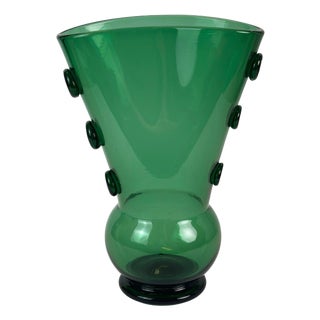 Mid-Century Modern Italian Green Blown Glass Vase, 1960s For Sale