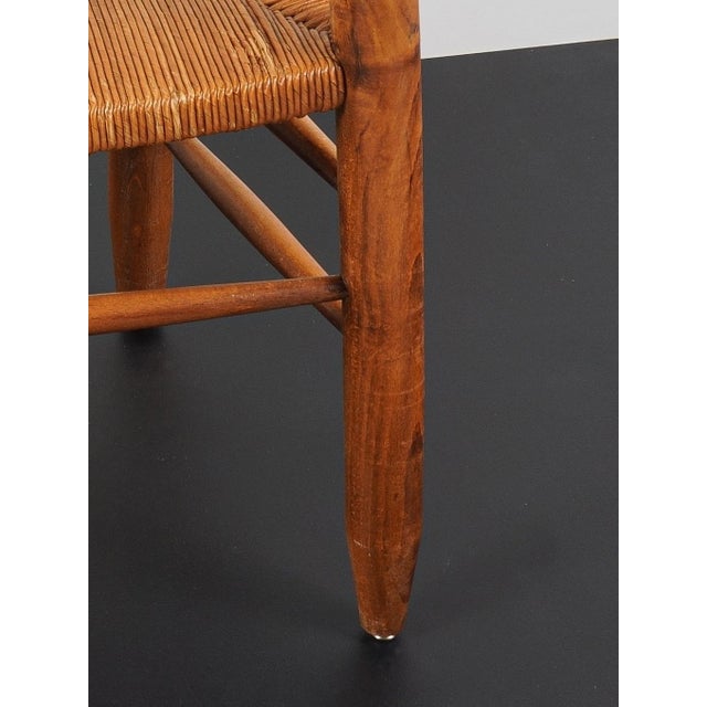 Wood French Straw Armchairs in the style of Charlotte Perriand, 1960s For Sale - Image 7 of 8