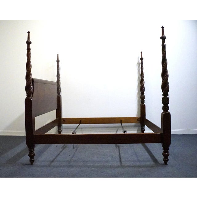 Hickory Chair Mahogany Traditional Style King Size Twist-Turned Four Poster Bed W. Pineapple Accents For Sale In Kansas City - Image 6 of 8