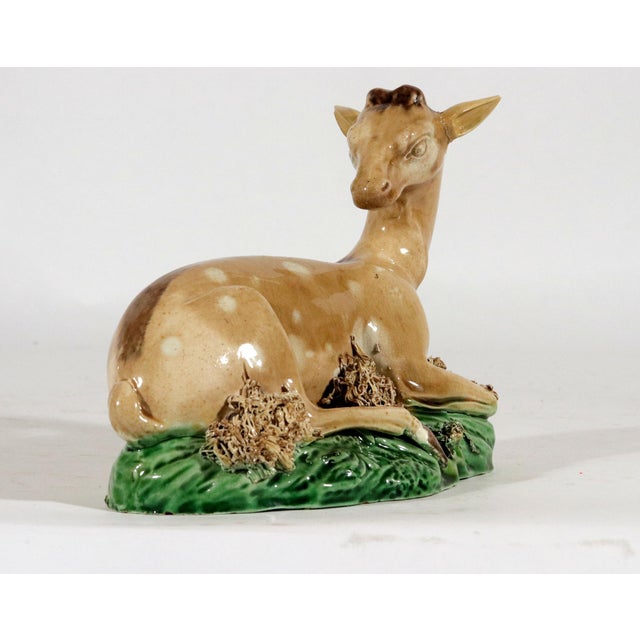 18th Century Ralph Wood-Type Stag and Hind Pearlware Pottery Figures For Sale - Image 10 of 15
