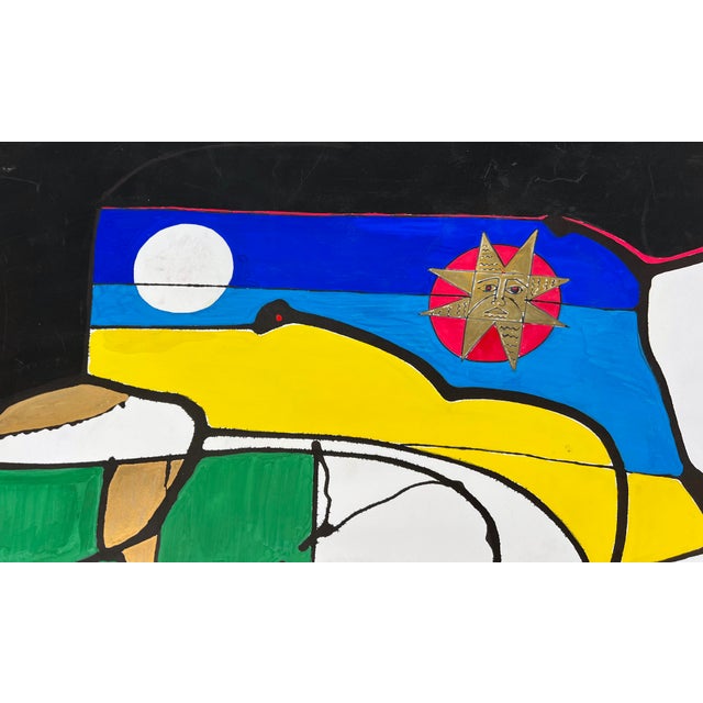 Modernist Abstract "Manan Du Terre" by Lt Milton 1987 For Sale In Monterey, CA - Image 6 of 8