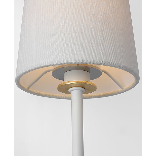 Traditional Julie Neill for Visual Comfort Signature Lucia 21" Cordless Sconce in Matte White and Crystal with Linen Shade For Sale - Image 3 of 14