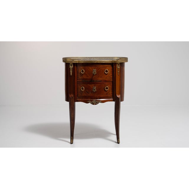 Chestnut 19th Century France Rich Mahogany Petite Marble-Top Side Table For Sale - Image 8 of 11