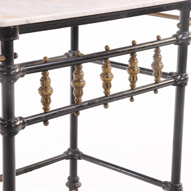 Iron and Brass Marble Top Stand, Likely French, Late 19th C. For Sale - Image 10 of 10