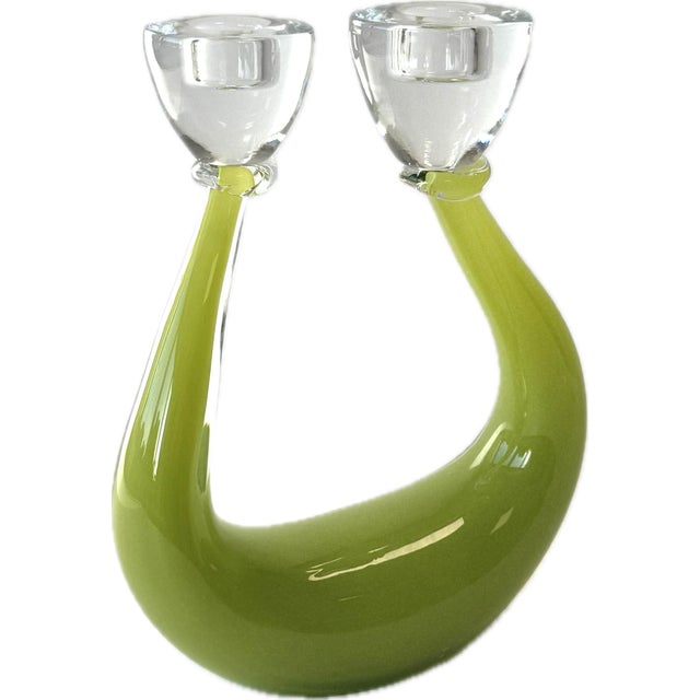 Lime Organically Designed Glass Candleholder from Glass Studio JS For Sale - Image 8 of 8
