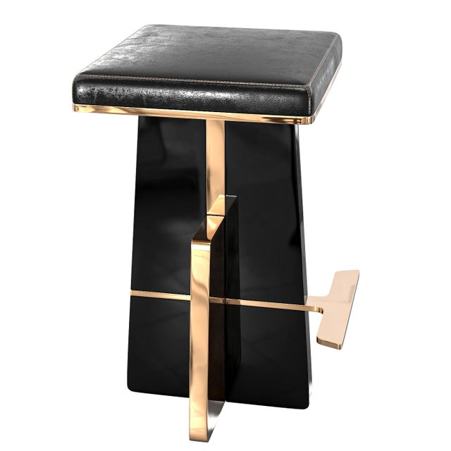 Metal "Diamente" Bar Stool With Stainless Steel and Bronze For Sale - Image 7 of 7
