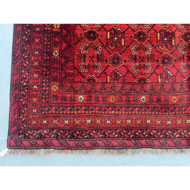 Textile Antique Turkmen Bashiri Hand-Knotted Rug Geometric Gul Design and Soft Wool Pile Rug For Sale - Image 7 of 11