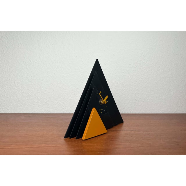 Vintage Japanese Black and Yellow Pyramide Table Clock from Makiko Taniguchi, 1980s For Sale - Image 14 of 18