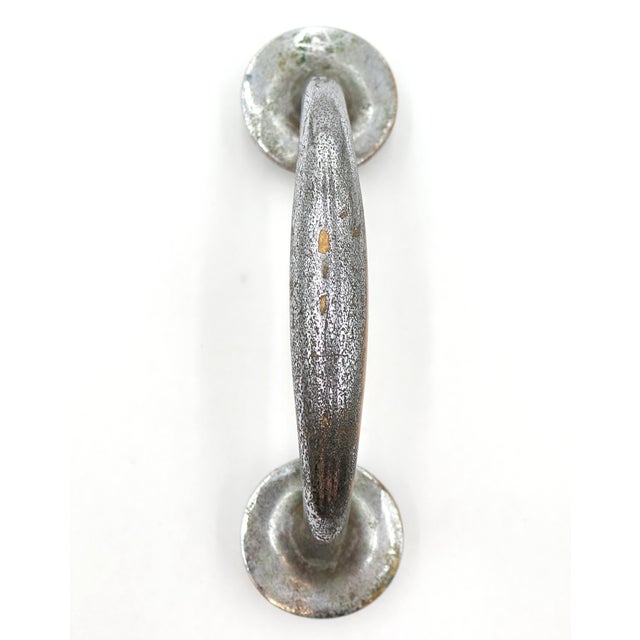 Traditional Pair of Vintage 7.5 In. Nickeled Brass Door Pull Handles For Sale - Image 3 of 6