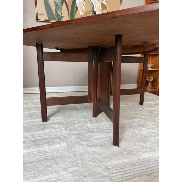 Brown Vintage Walnut "Gate Leg" Dining Table With Drop Leaves After George Nelson for Herman Miller For Sale - Image 8 of 16