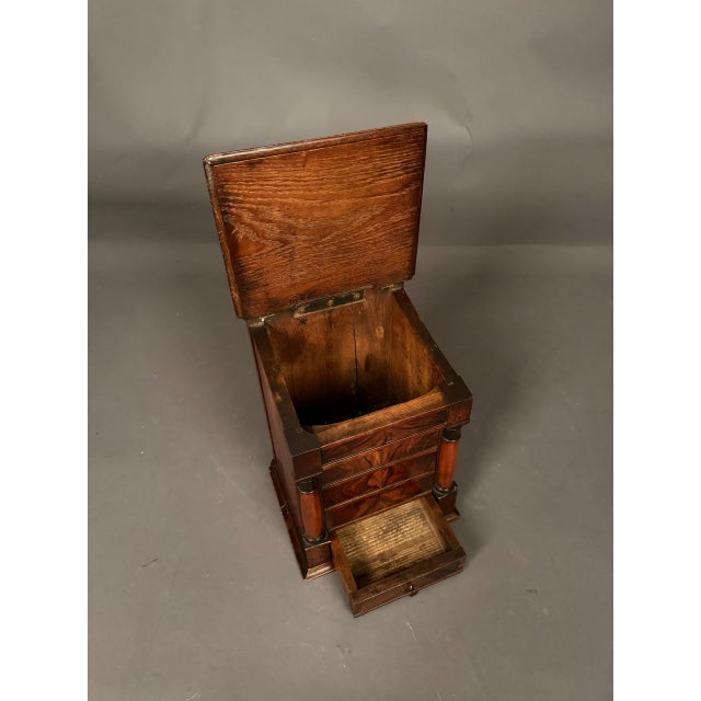 19th Century French Walnut Salt Box With Burl Walnut Drawer, Lift Lid & Brass, Circa 1820 For Sale - Image 10 of 11