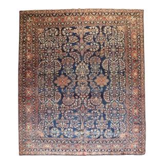 Antique Zabihi Collection Traditional Large NavyBlue Persian Rug - 11'7" x 13'10" For Sale