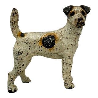 Vintage 1930s American Hubley Manufacturing Company Cast Iron Fox Terrier Dog Doorstop For Sale