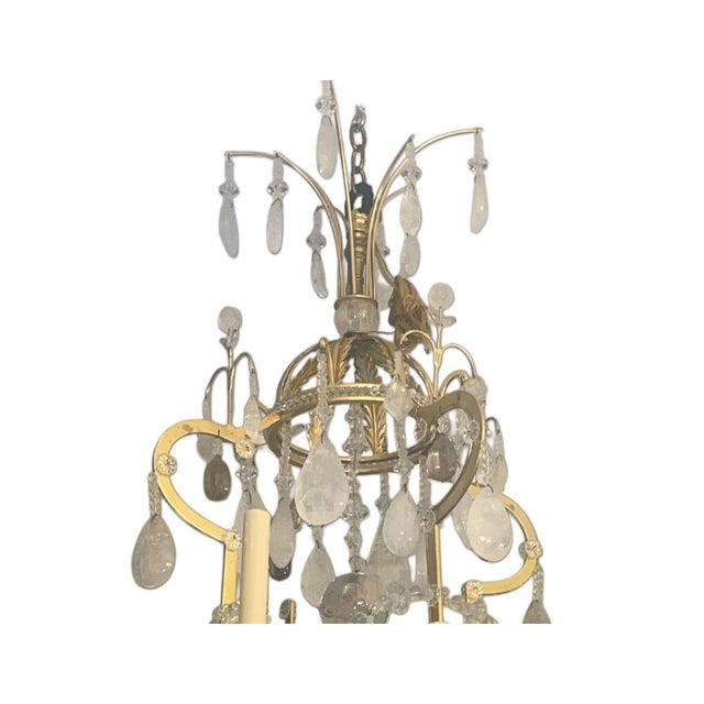 Mid 20th Century Glamorous Italian 22k Gold Leaf & Rock Crystal Chandelier. 20th Century. For Sale - Image 10 of 10