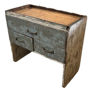 Early 20th Century Painted Pine Utility Cabinet / Work Table For Sale
