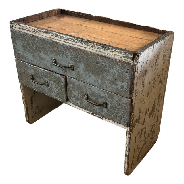 Early 20th Century Painted Pine Utility Cabinet / Work Table For Sale
