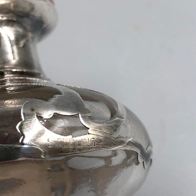 1920s Antique Perfume Bottle in Sterling Silver Overlay, 1900s For Sale - Image 5 of 11