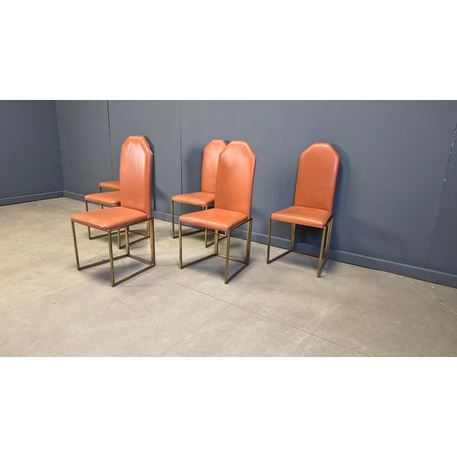 Metal Vintage Brass Dining Chairs from Belgo Chrom, 1970s, Set of 6 For Sale - Image 7 of 14