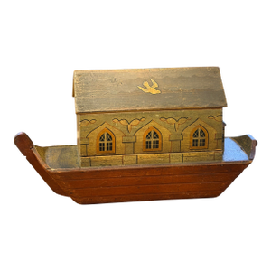Antique 19th Century Noah’s Ark With Hand-Painted Folk Art Figures