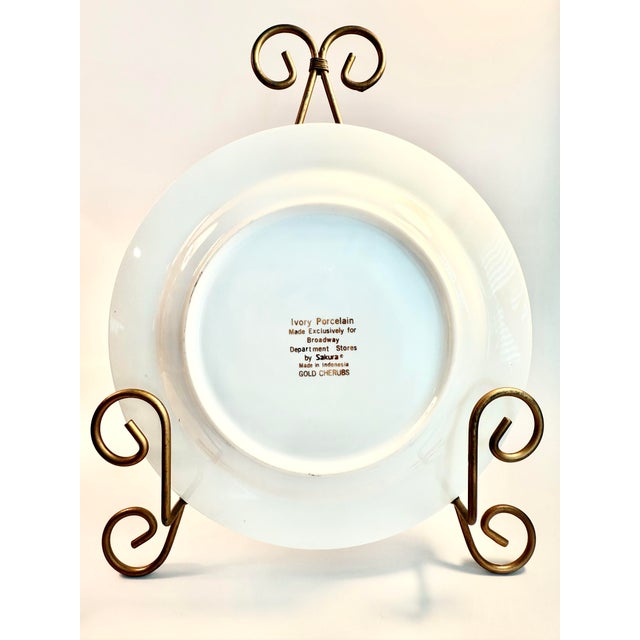 Vintage Sakura Gold Cherubs Ivory Porcelain Small Plates Set of 8 For Sale In Sacramento - Image 6 of 6