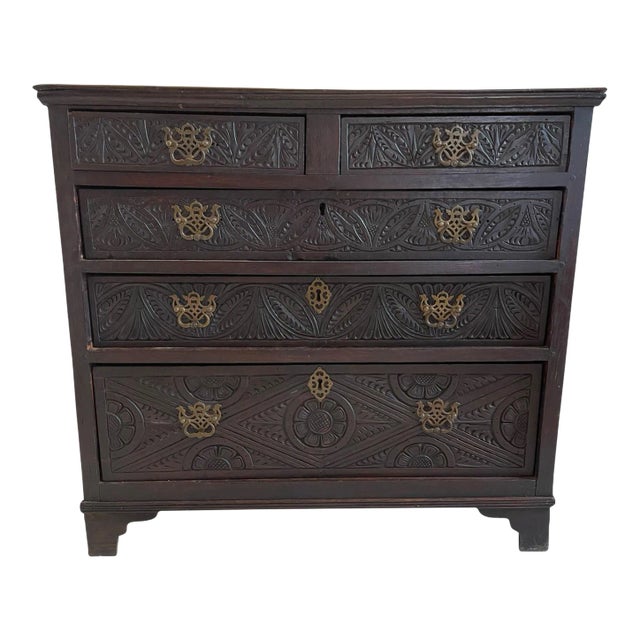 18th Century English Wooden Chest For Sale