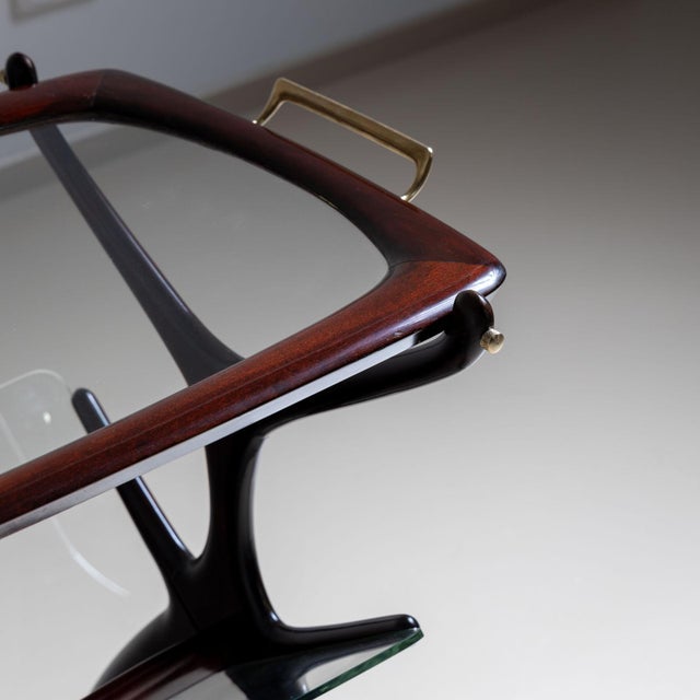 Wood Bar Cart and Magazine Stand by Cesare Lacca, Italy 1960s For Sale - Image 7 of 10
