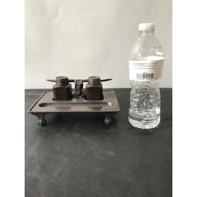 1990s 1980s Bronze Longhorn Inkwell For Sale - Image 5 of 13