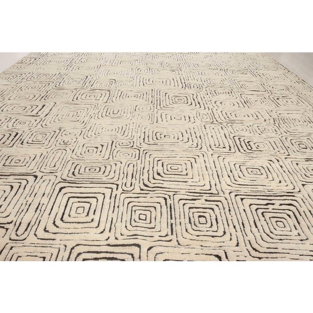 Early 21st Century Modern Quagmire Black and White Geometric Wool Rug by Doris Leslie Blau For Sale - Image 5 of 7