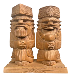 Ainu Wood Carving of Man and Woman, Hokkaido, Japan, 1960s