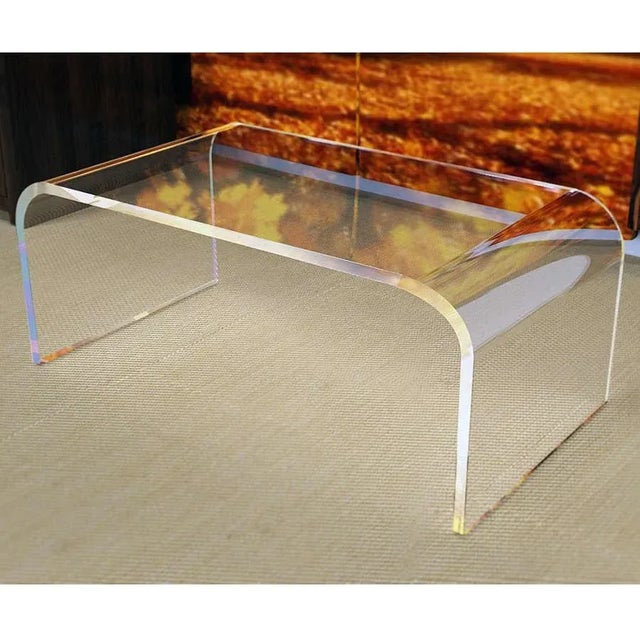 Modern Waterfall Acrylic Coffee Table For Sale - Image 6 of 6