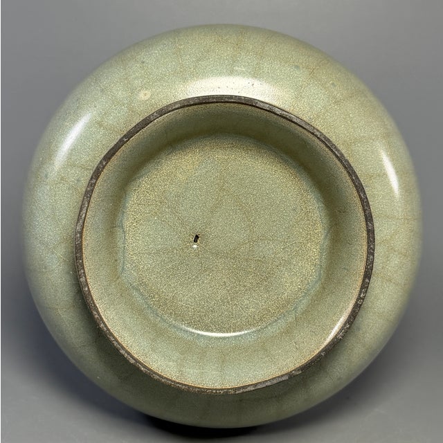 Ceramic Antique Chinese Celadon Yuhuchun Vase With Crackle Glaze For Sale - Image 7 of 7