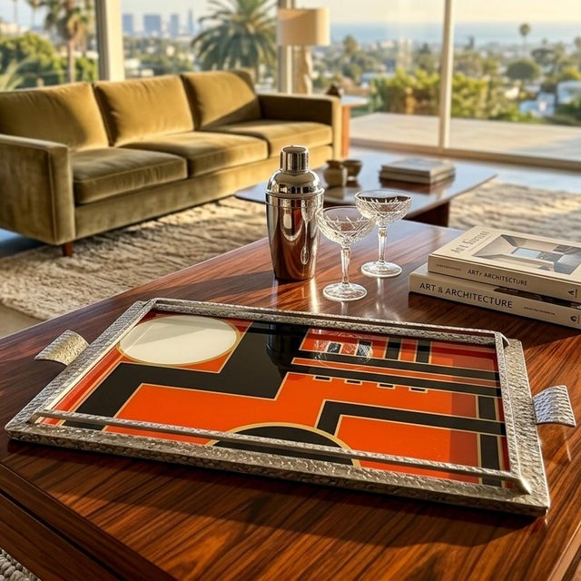 1930s striking art deco service tray, hailing from france, is a quintessential example of the era’s fascination with...