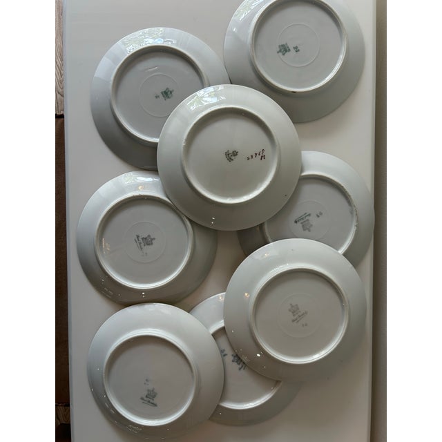 Vintage p.s.a.g. Bavarian Porcelain Small 6" Plates Signed Ragouse-Set of 8 For Sale - Image 12 of 12