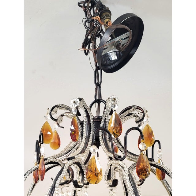 Vintage Italian Designer Beaded & Amber Glass Hot Air Balloon 8 Light Chandelier For Sale - Image 15 of 17