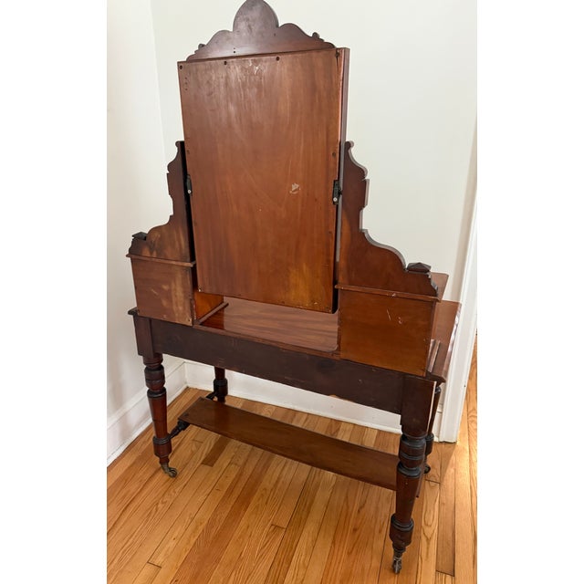 Antique American Vanity Dressing Table Desk With Mirror For Sale - Image 17 of 18