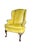 1970s Vintage Shuford Furniture Yellow Leatherette Wingback Armchair | Queen Anne Style Faux Leather Accent Chair | Traditional Hollywood Regency For Sale - Image 5 of 14