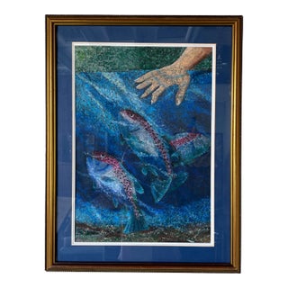 Modern " River Touch " Impressionist Painting, Framed For Sale