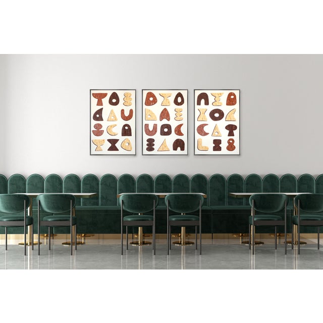 2026, Tribal Triptych, Original Painting of Wooden Tools, Acrylic Paint on Watercolor Paper, Earth Tones For Sale - Image 11 of 11