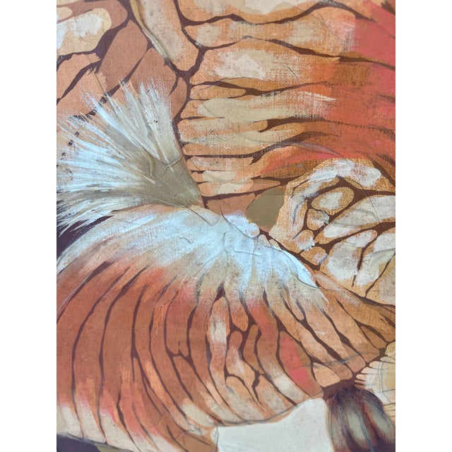 1970s Giant Vintage 70s Painting of a Flower in Original Frame For Sale - Image 5 of 10