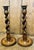 Early 20th Century Vintage English Oak and Brass Barleytwist Candlesticks For Sale - Image 5 of 7