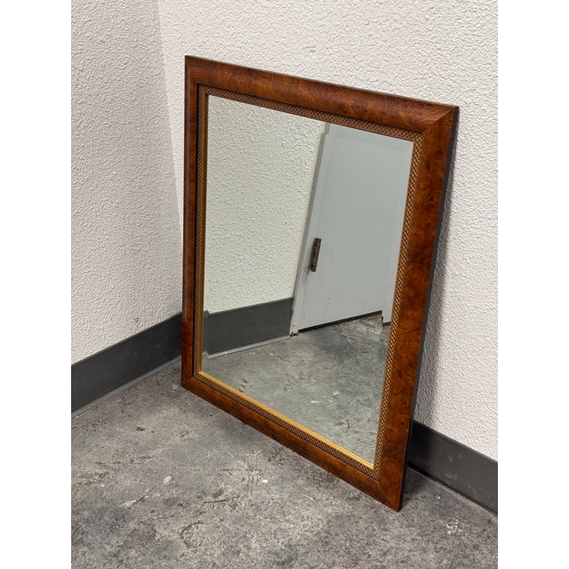 French Bespoke Burl Walnut Wall Mirror For Sale - Image 3 of 12