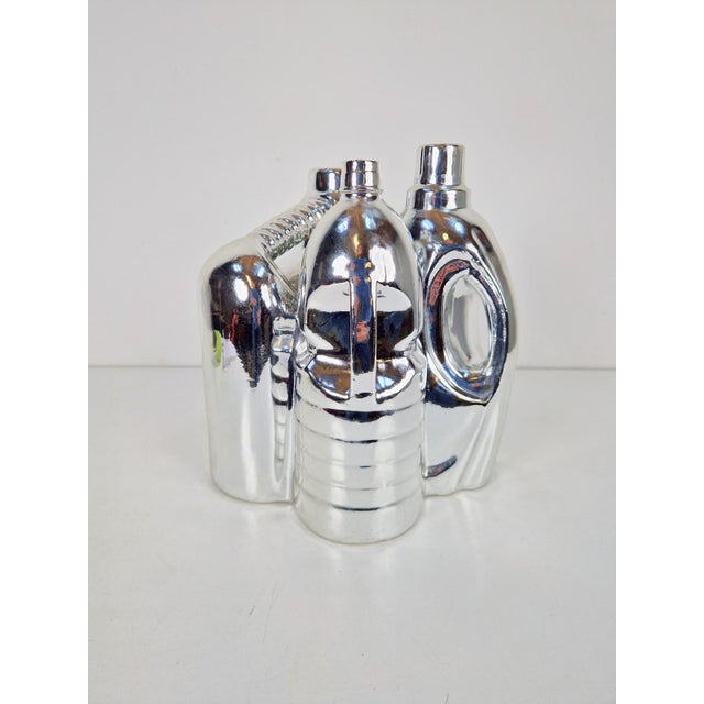 Silver Ceramic Vases and Cleaning Bottles from Pols Potten, 1990s, Set of 3 For Sale - Image 6 of 13