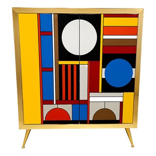 Glass 2-Door Sideboard, 1980s For Sale