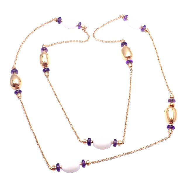 Bulgari Mediterranean Eden Sautoir 18k gold amethyst ceramic necklace For Sale