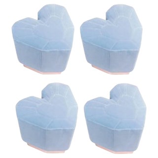 Light Blue Queen Heart Stools by Royal Stranger, Set of 4 For Sale