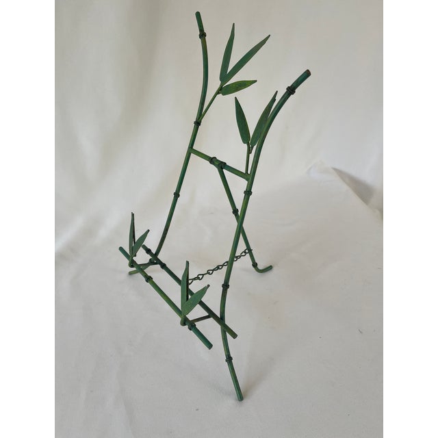 Hollywood Regency Faux Bamboo Metal Picture Frame Tabletop Easel For Sale - Image 4 of 10